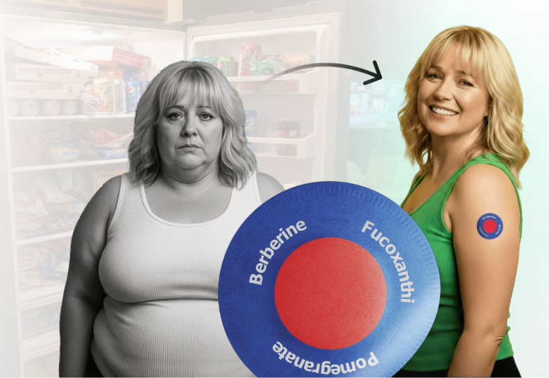 Before and after weight loss transformation using Purisaki detox foot pads with berberine, fucoxanthin and pomegranate